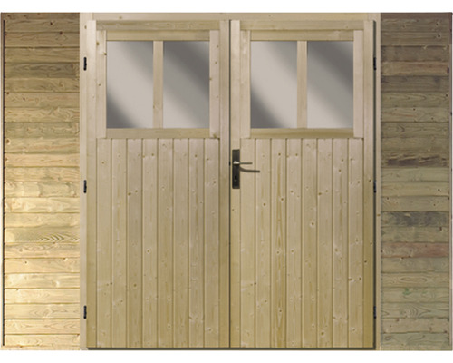 Voorgevel met dubbele deur voor enkele carport 19 mm Karibu 250x200 cm naturel