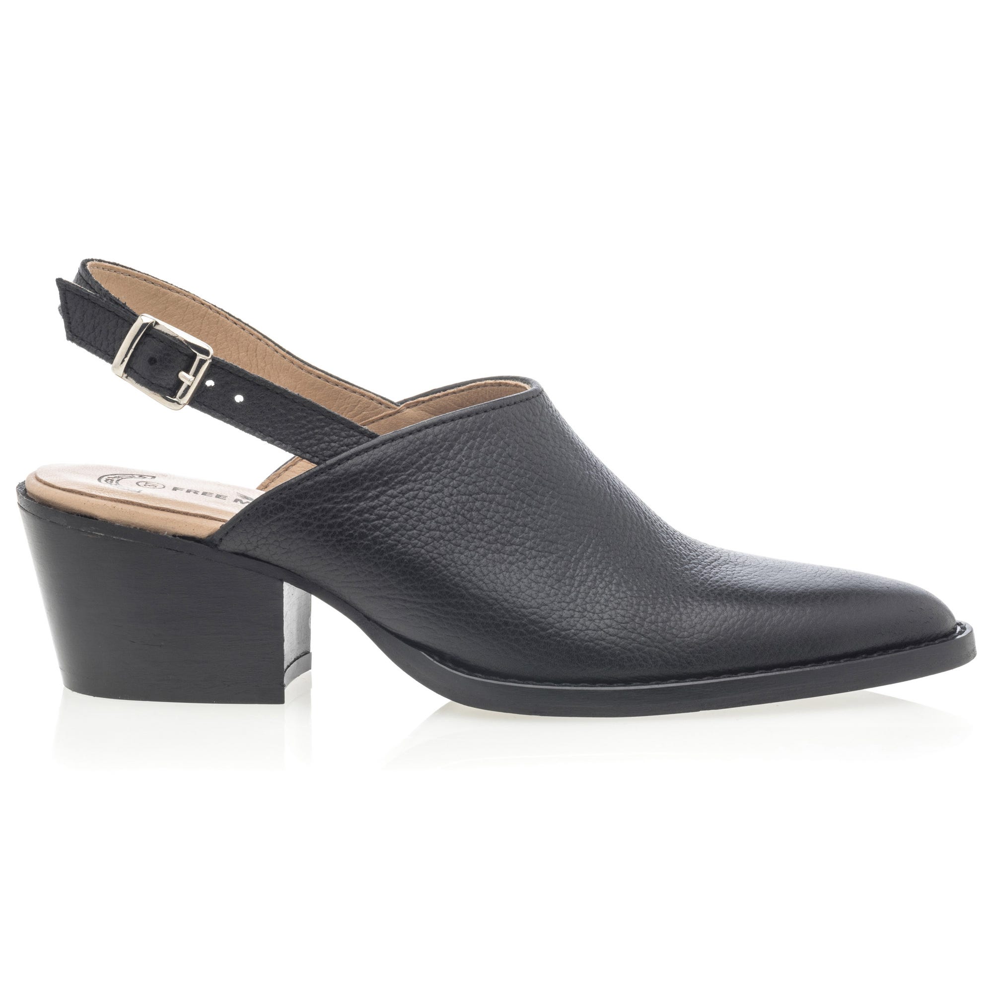 Mules à talon Femme en cuir noir