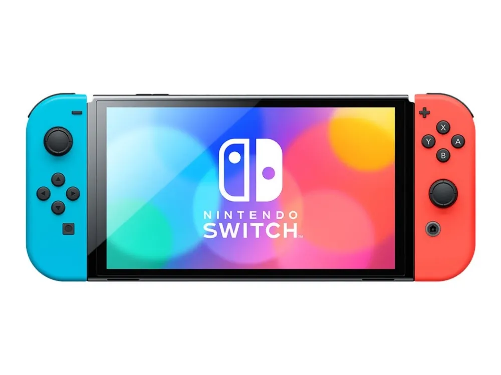 Nintendo | Switch OLED - Spilkonsol - Full HD - 64GB - Sort | Inkl. 2 x Joy-Con (Neonrød/Neonblå)