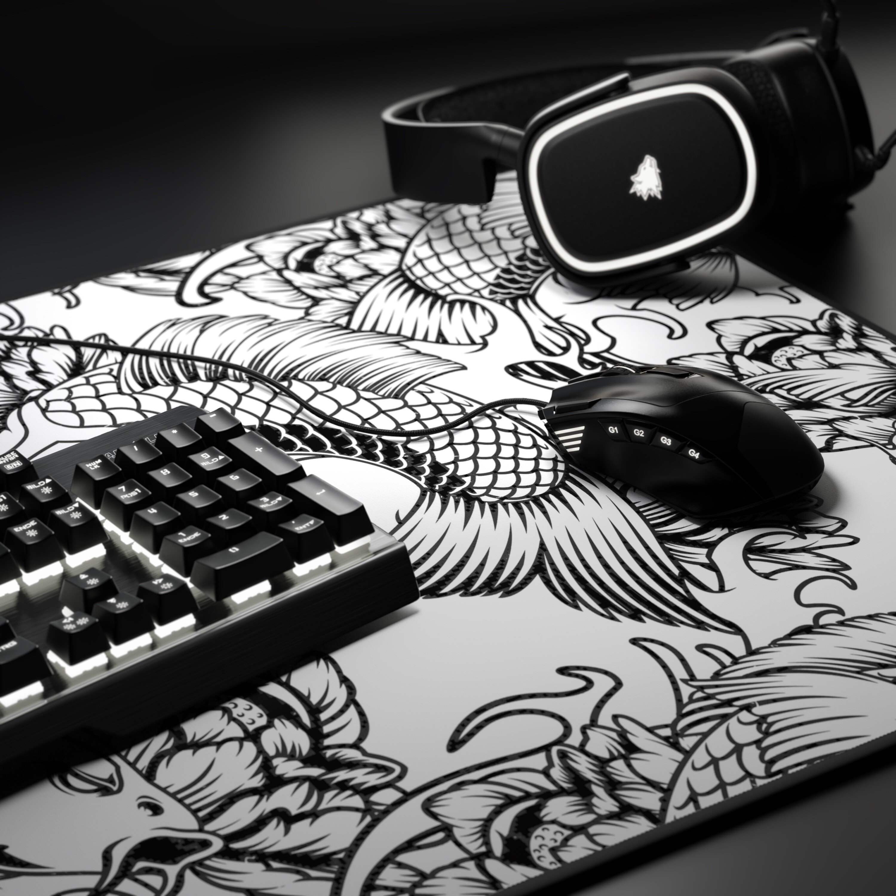 Titanwolf XXL Speed Gaming Mauspad Titanwolf Schwarz 900 x 400mm, XXL Mousepad, Tischunterlage Large Size, verbessert Präzision und Geschwindigkeit
