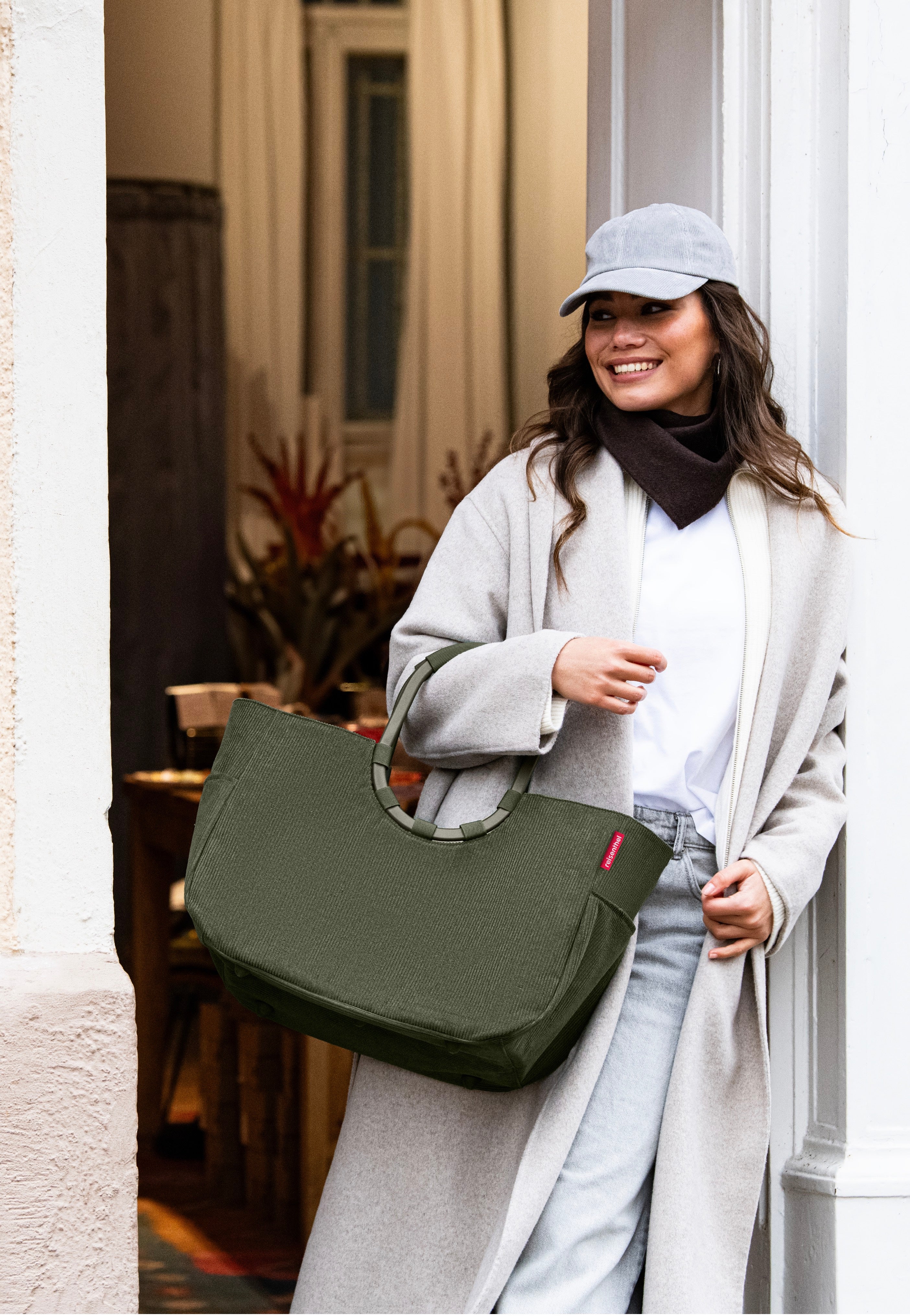 Loopshopper L Cord Dark Matcha - Einkaufskorb