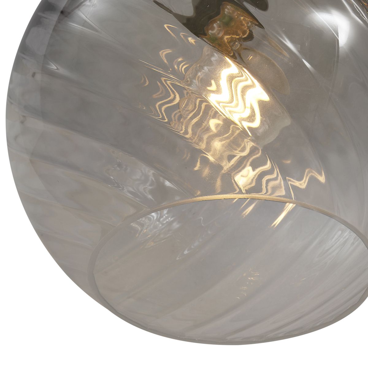 Hanglamp brons met smoke amber en groen glas rond 4-lichts - Bao