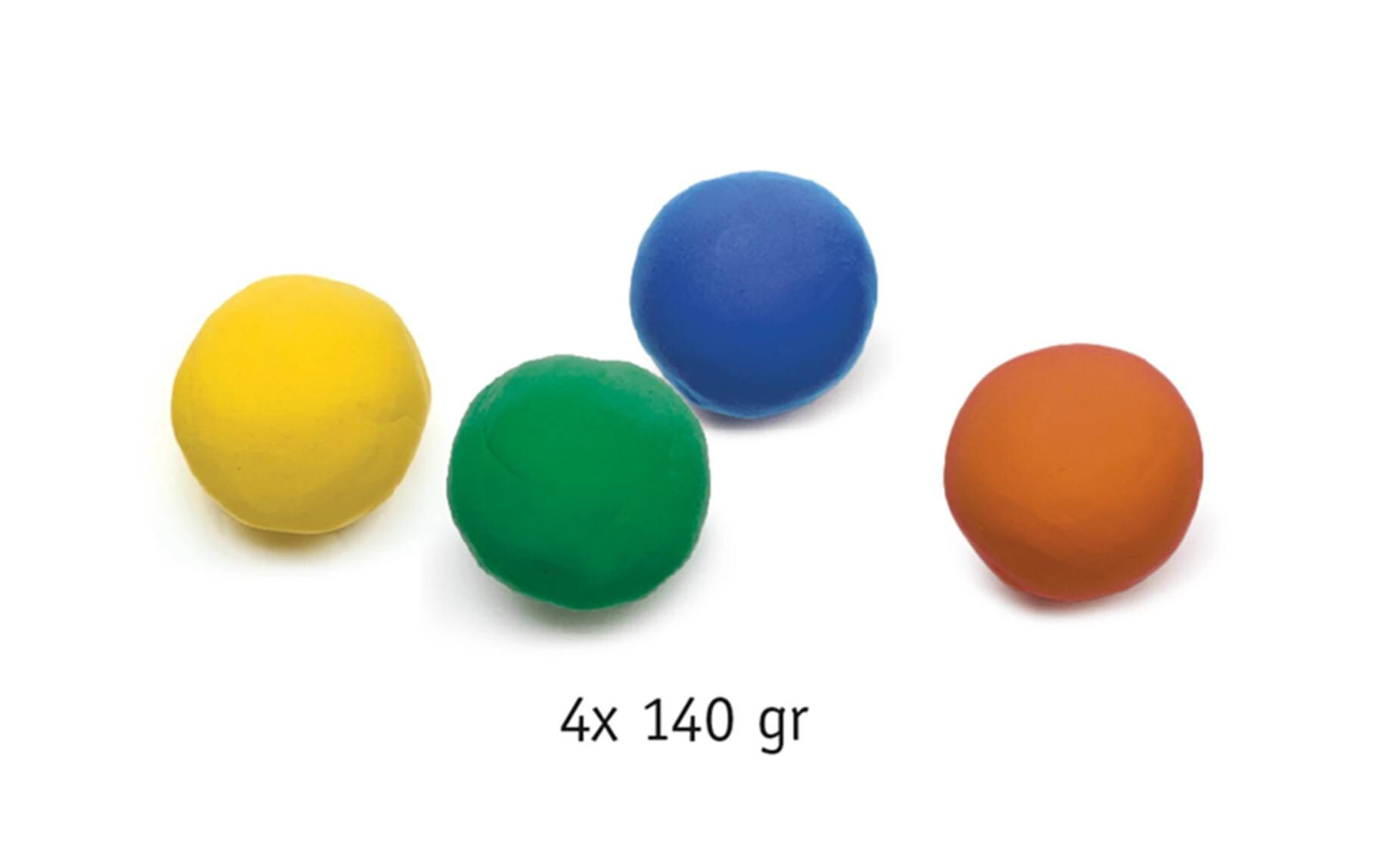 Knetmasse 4 Farben in Töpfchen: Natur assortiertKnete in 4 Farben