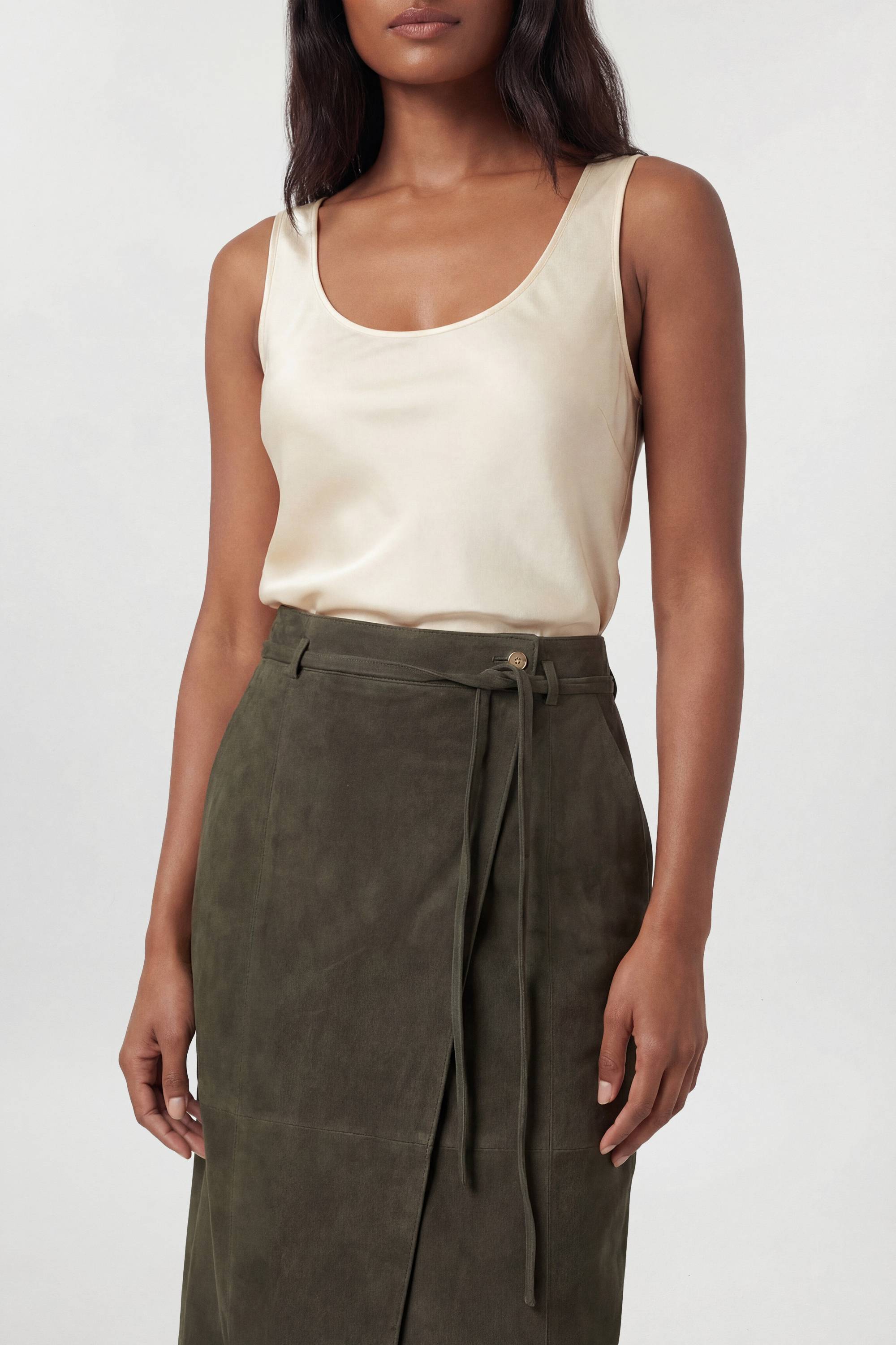 KarenMillen Jupe Midi En Daim Avec Ceinture À Nouer