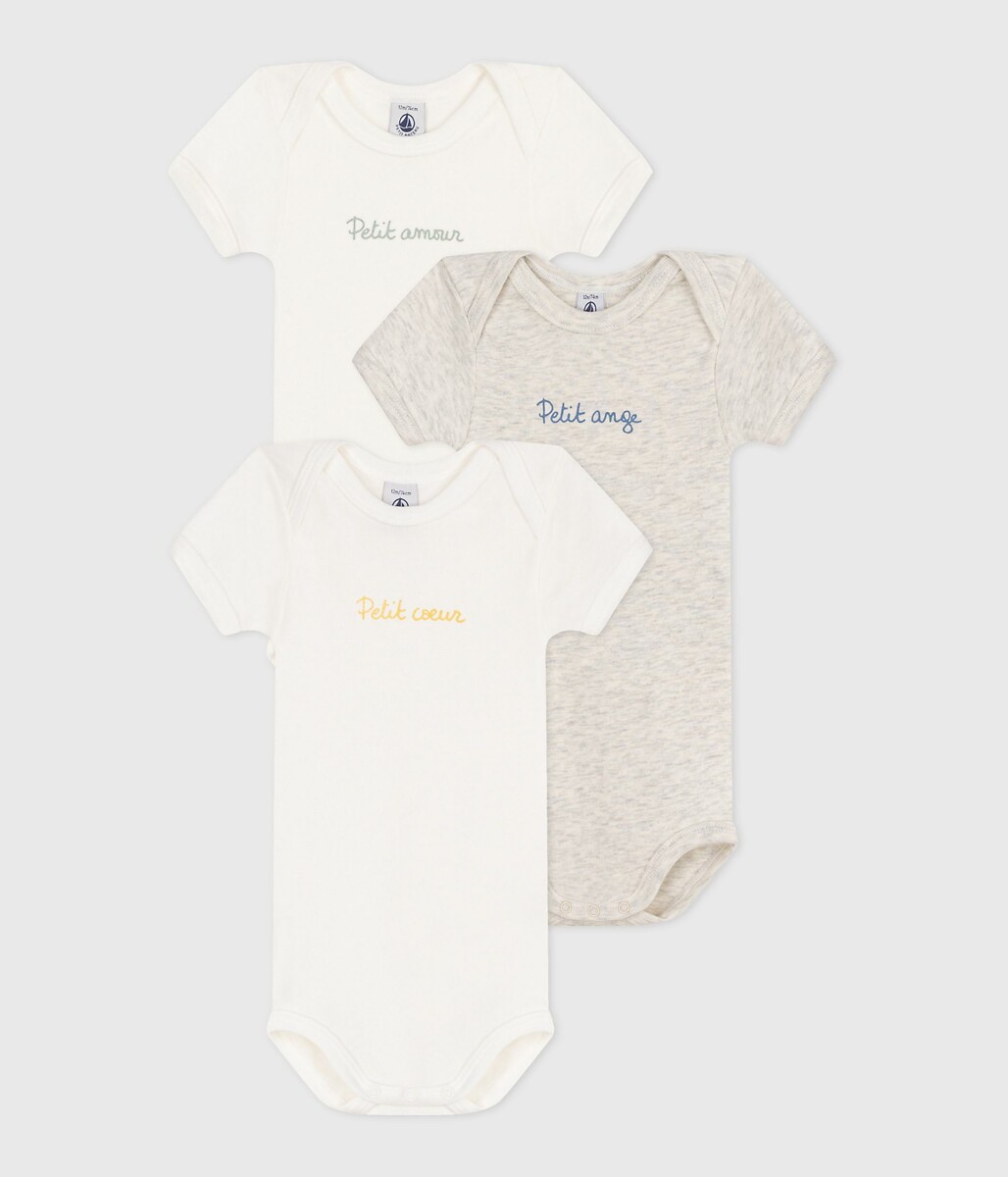 PETIT BATEAU<br>Conjunto de 3 bodies de manga curta