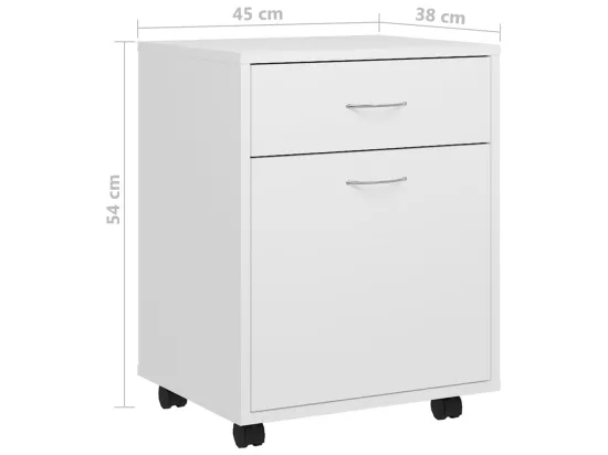 Armoire à roulettes Blanc 45x38x54 cm Bois d’ingénierie
