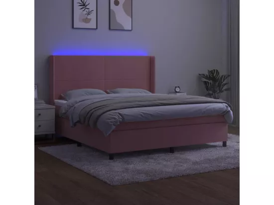 Sommier tapissier avec matelas et LED Rose 160x200 cm Velours