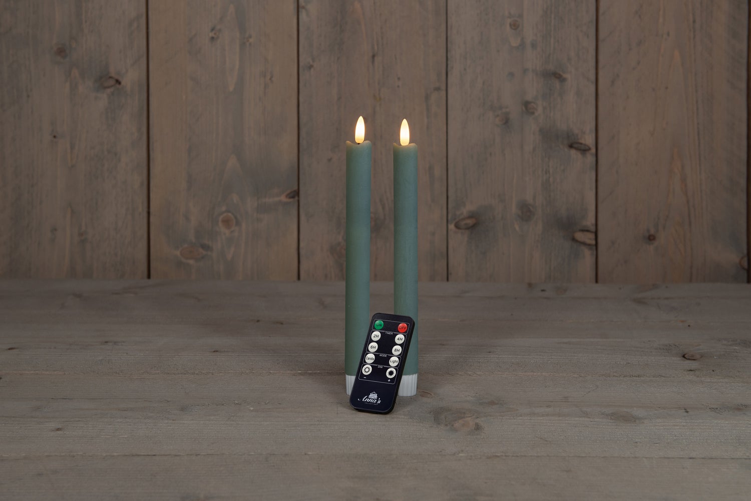 Anna's Collection LED dinerkaars Rustiek groen D 2,5 H 23 cm 2 stuks
