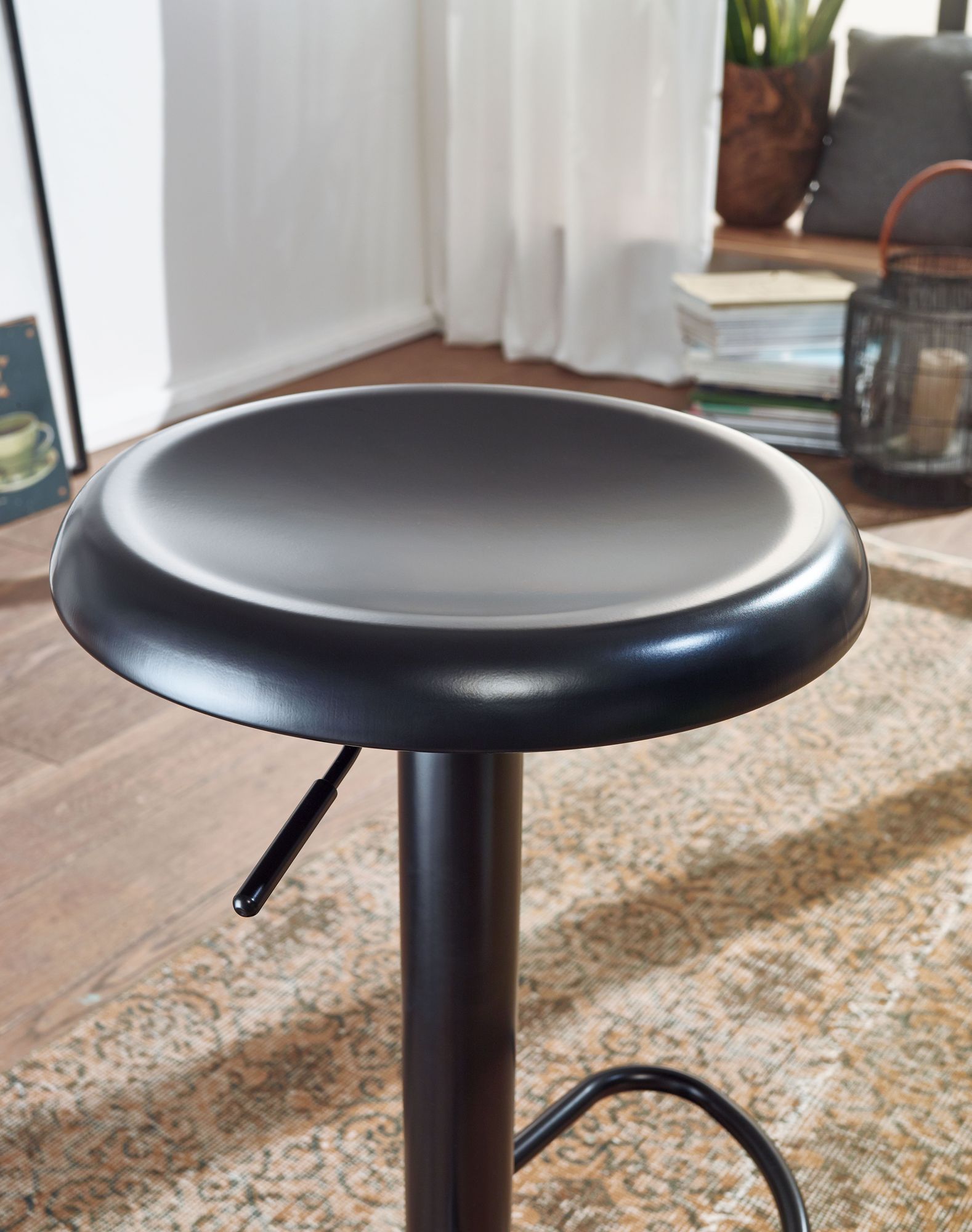 FineBuy Barhocker Schwarz Hocker Metall Bistrohocker 100 kg Rund Tresenhocker