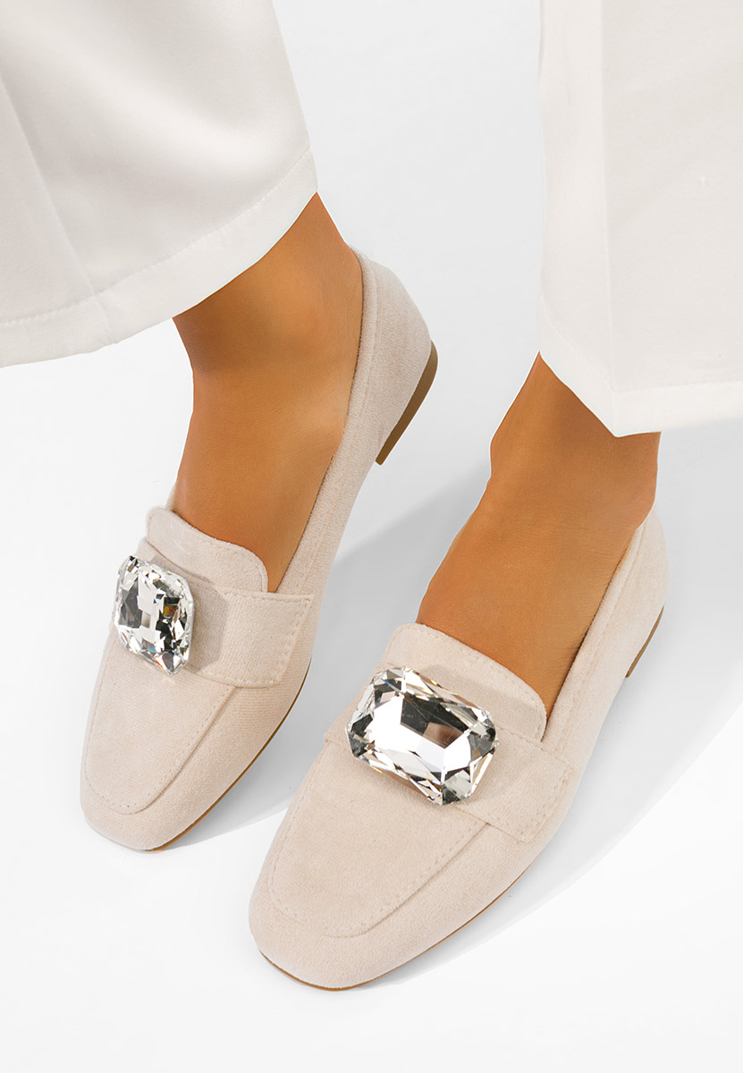 Mocassins en daim beige Olimia