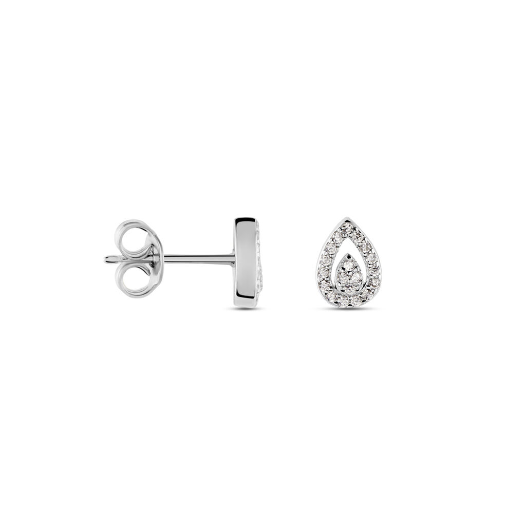 Boucles D'oreilles Puces Argent Blanc Grietje Oxydes De Zirconium