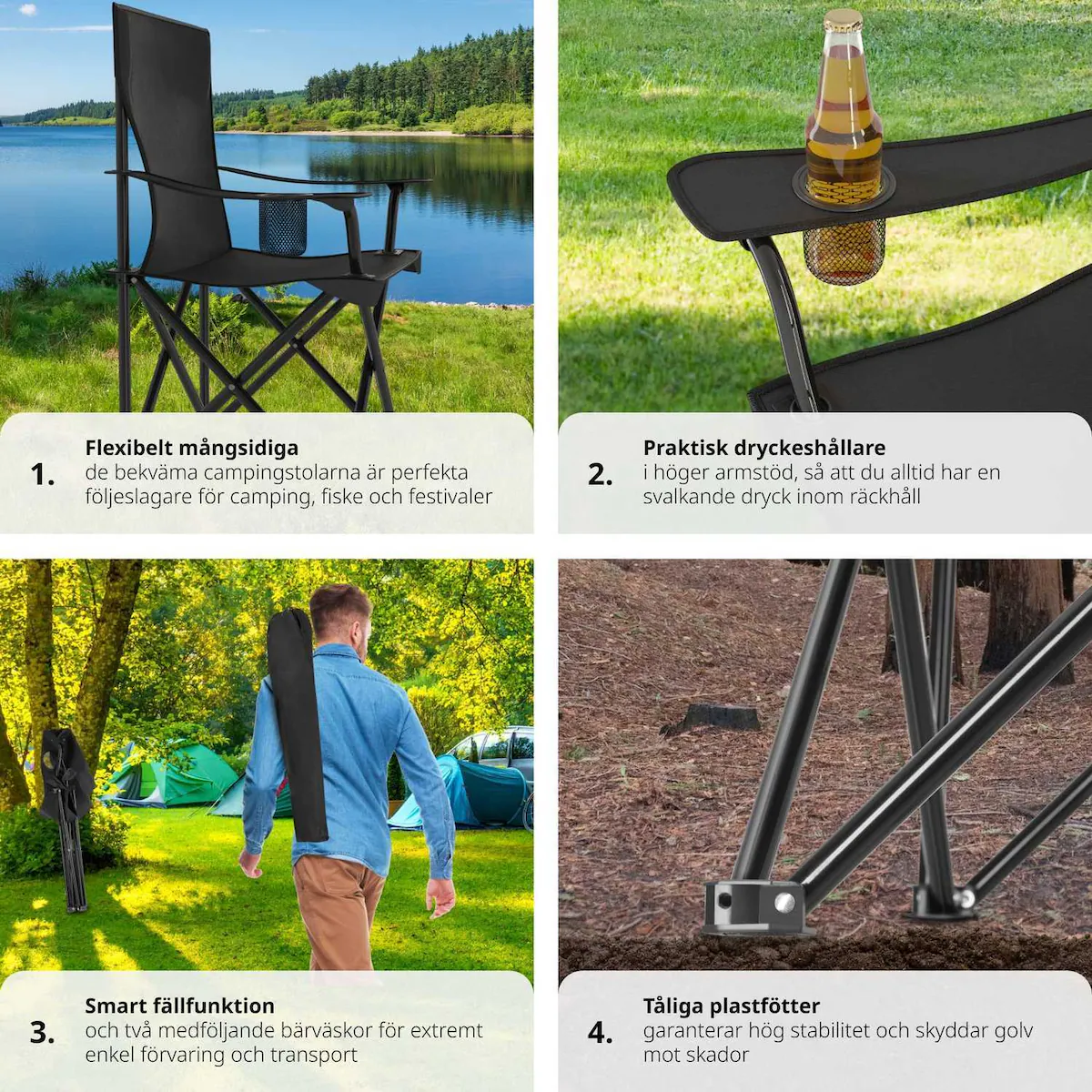 2 campingstoler Gil - svart
