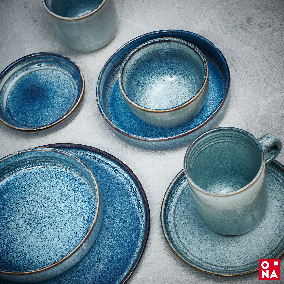 ONA Ontbijtborden | Dessertborden Duna Blue Ã¸ 21 cm - 4 Stuks