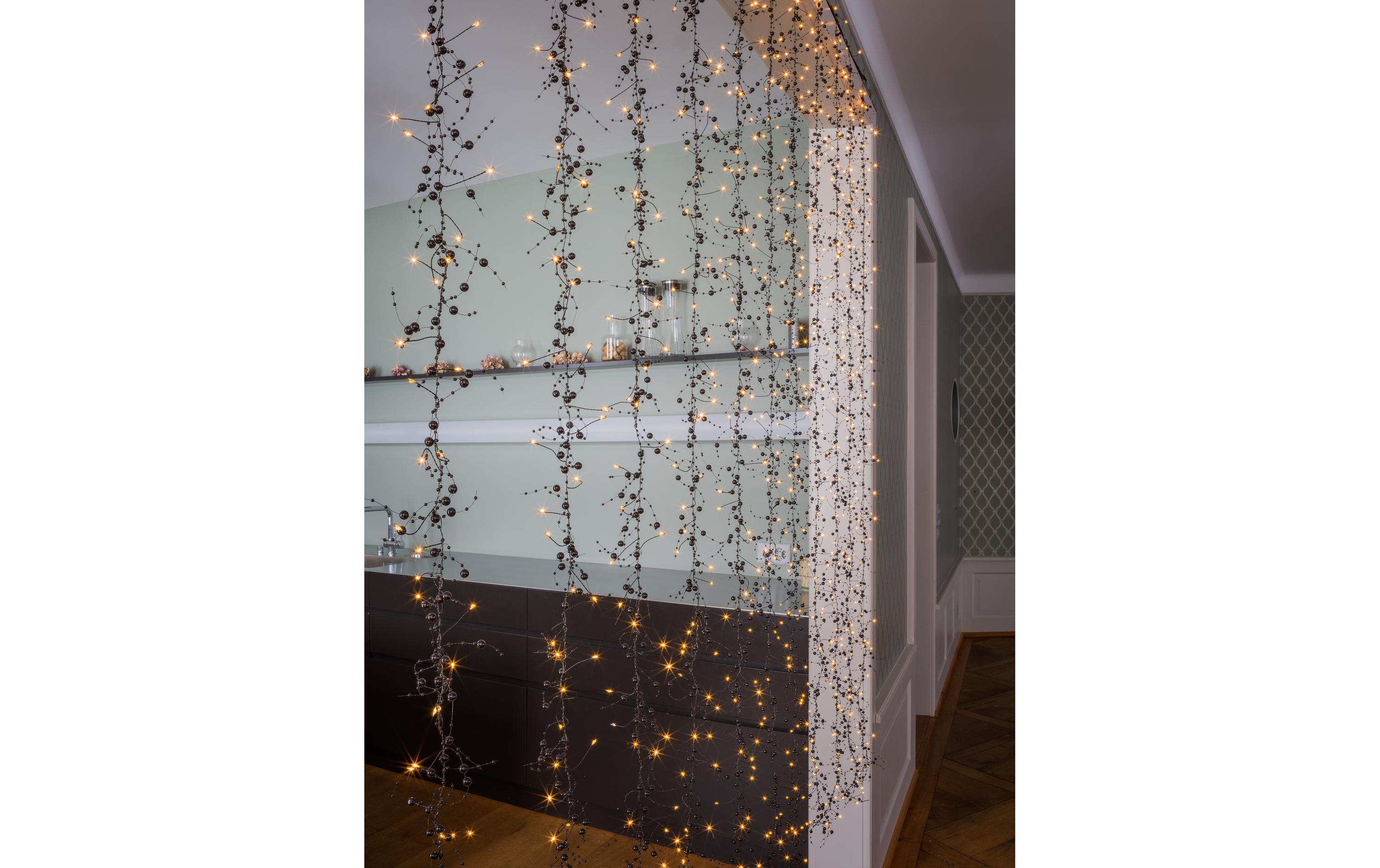 LED-Lichtervorhang Angel, 900 LEDs, 2.2 x 2 m, Schwarz<br>Lichtervorhang