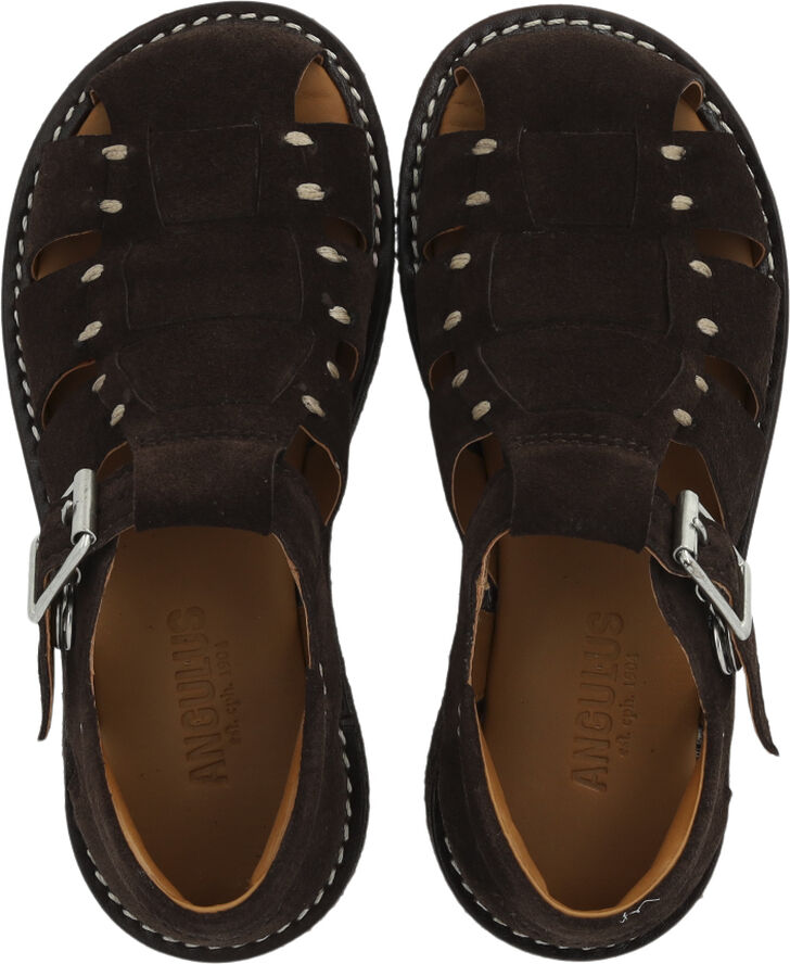 ANGULUS Fisherman lædersandal med stiknings 1779 dark brown