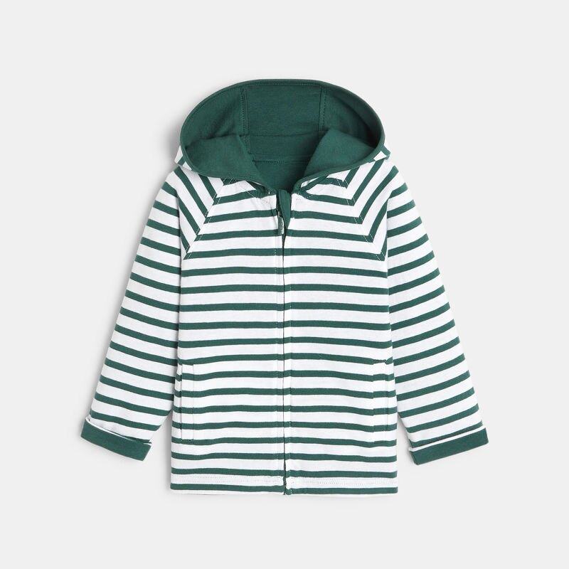 Sweat zippé à capuche réversible vert bébé garçon Vert