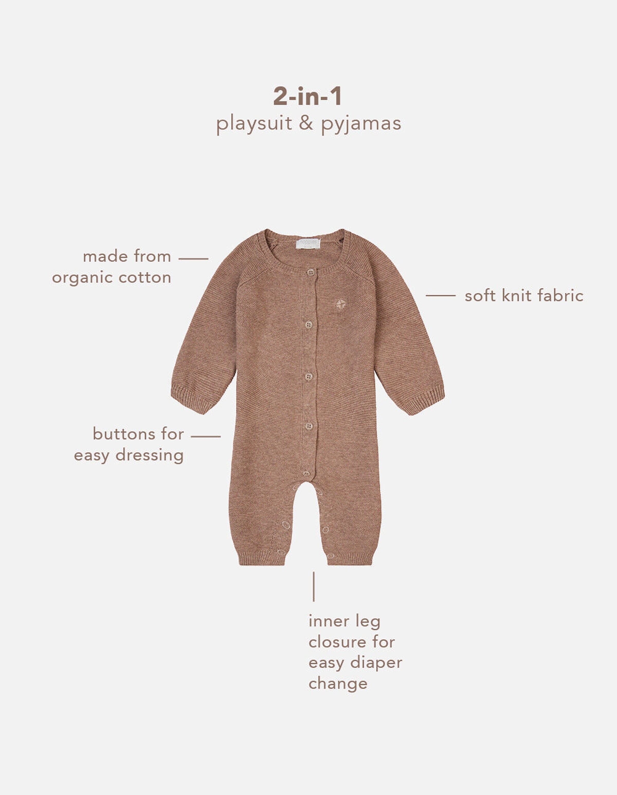 Noppies Baby Strampler Monrovia Taupe Melange