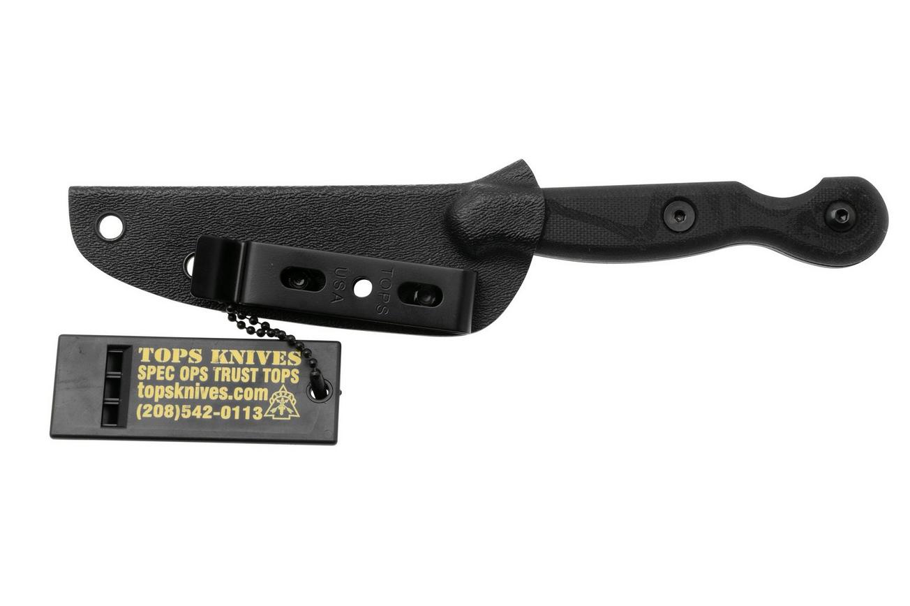 TOPS Knives El Pionero ELPO-02, 1095 Black Traction, Black Linen Micarta, Blackout Edition, vaststaand mes, Ed Calderon design