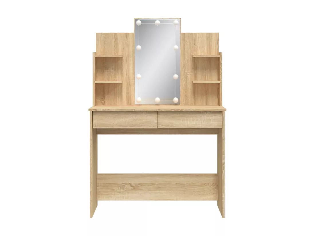 Coiffeuse avec lumières LED chêne sonoma 96x40x142 cm