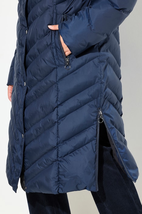Puffer-Mantel, Kapuze abnehmbar, Stehkragen, Zipptaschen