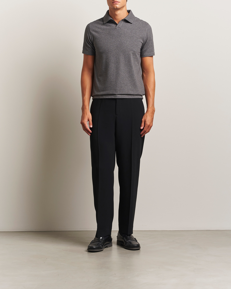 Filippa K Soft Lycra Polo T-Shirt Anthracite Melange