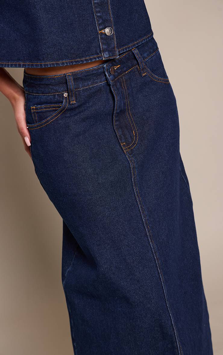 Bleu Indigo Jupe Longue En Denim Évasée