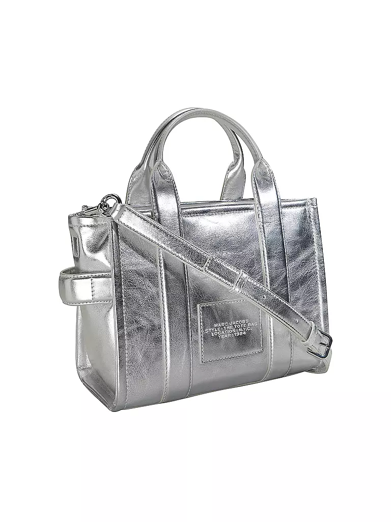 MARC JACOBS Ledertasche - Tote Bag THE SMALL TOTE LEATHER silber