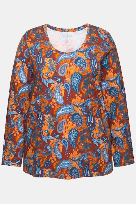 Shirt, Paisleymuster, A-Linie, Rundhals, Langarm