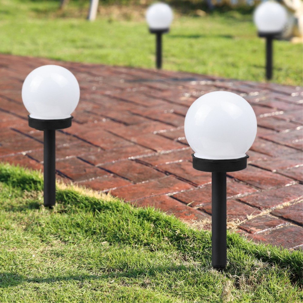 (2er Set) Runde LED Solar Lampe Outdoor Gartenleuchte mit Dämmerungssensor   Erdspiess (IP44) - Kaltweiss