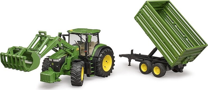 Bruder - Traktor John Deere 7R 350 Med Frontlæsser Og Vogn