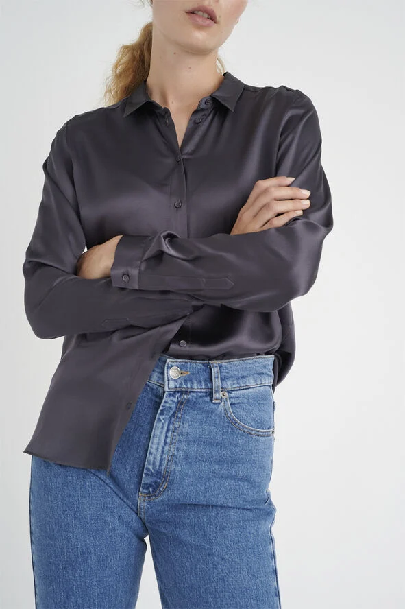 InWear Leonore Shirt Premium - 100% Silk Charcoal