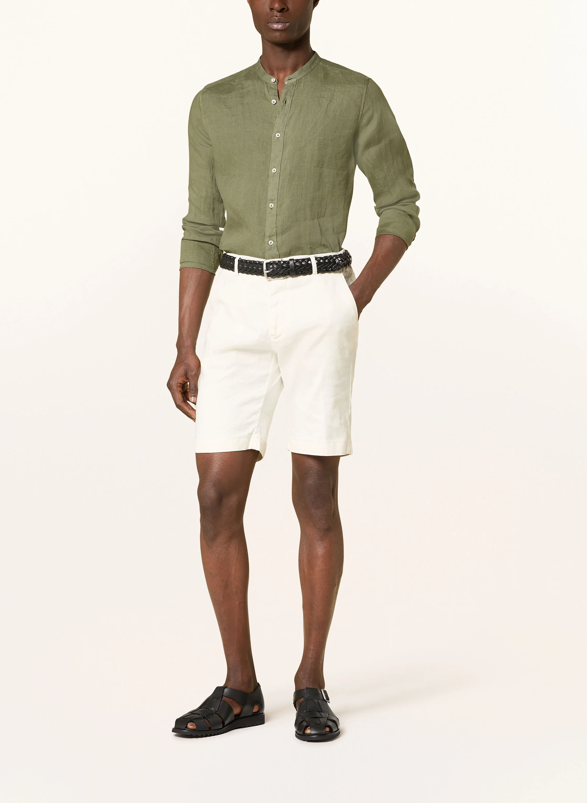 tintoria mattei Leinenhemd Slim Fit mit Stehkragen