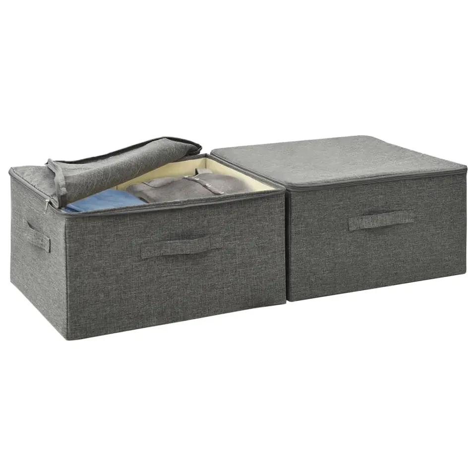 vidaXL - Opbergbox Opbergboxen - Antraciet - Stof - 2 stuks