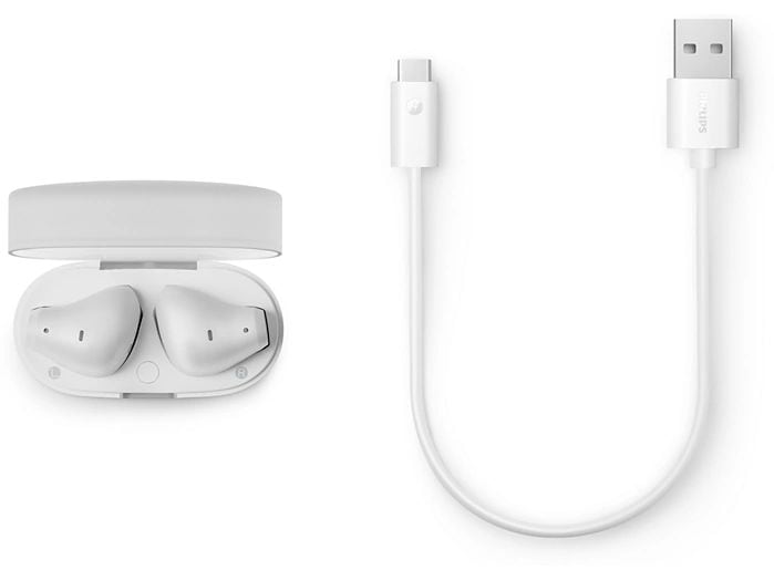 Philips True Wireless In-Ear-Kopfhörer TAT2139WT/00 Weiss Drahtlose In-Ear-Bluetooth-Kopfhörer mit langer Akkulaufzeit und dynamischem Klang