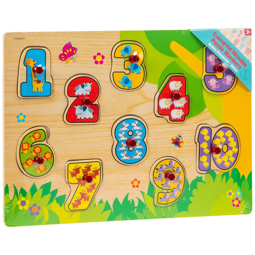 Bunte Zahlenpuzzles aus Holz