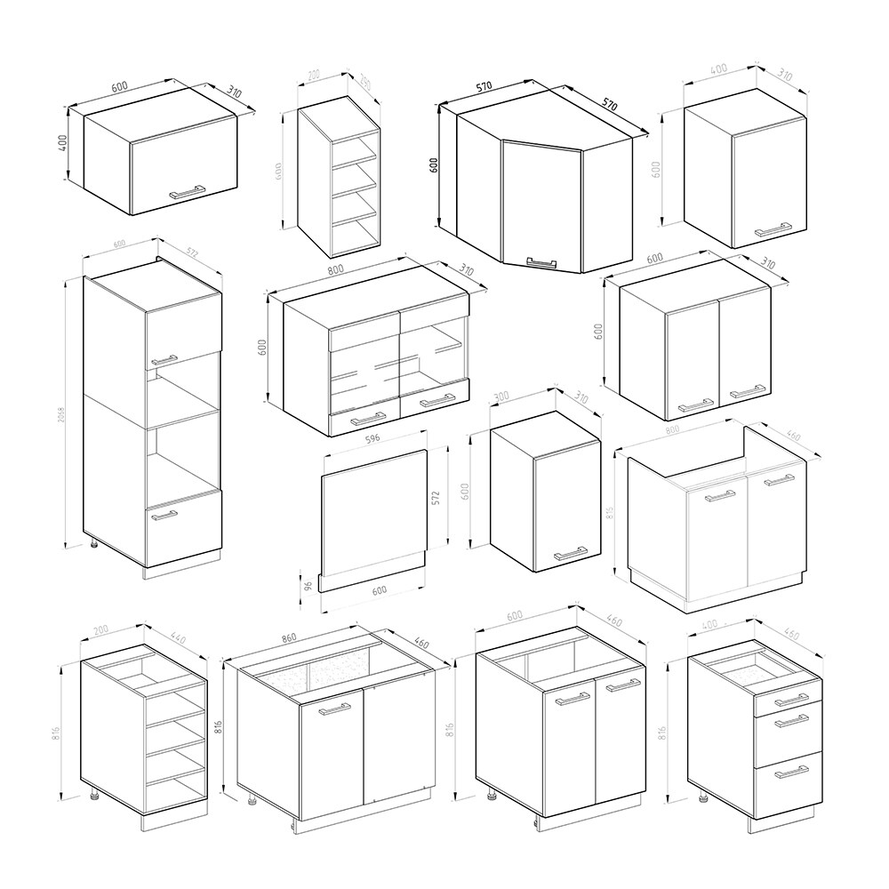 Vicco Küchenzeile Eckküche Einbauküche R-Line Ecke Weiß Beton Küchenblock Küche