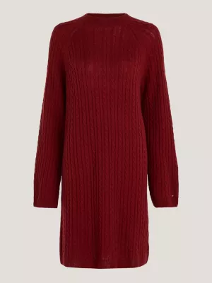 Vestido de malha de lã com tranças, estilo folgado