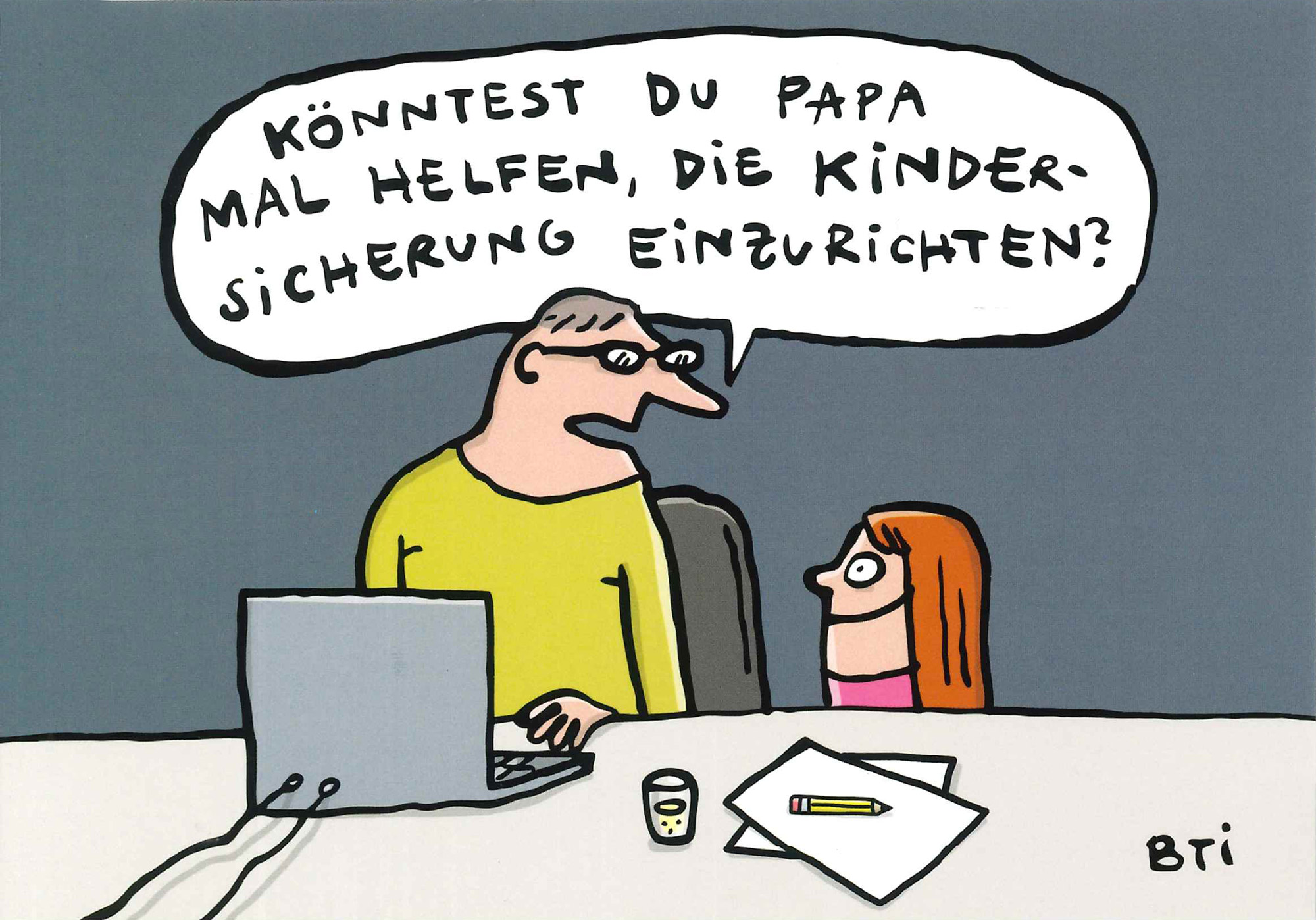 Postkarte 'Die Kindersicherung einzurichten' günstig bestellen