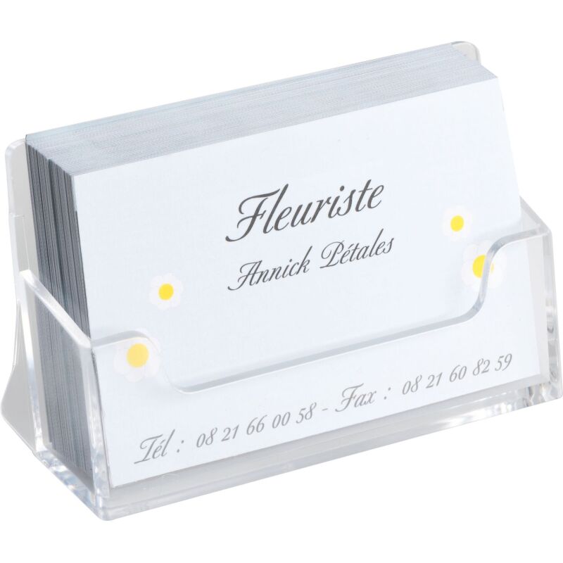Porte carte de visite 1 case 5,6 x 9,4 x 3,8 cm transparent
