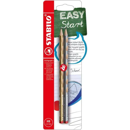 Schmaler Dreikant-Bleistift für Rechtshänder - STABILO EASYgraph S Metallic Edition in Gold und Silber - 2er Pack - Härtegrad HB