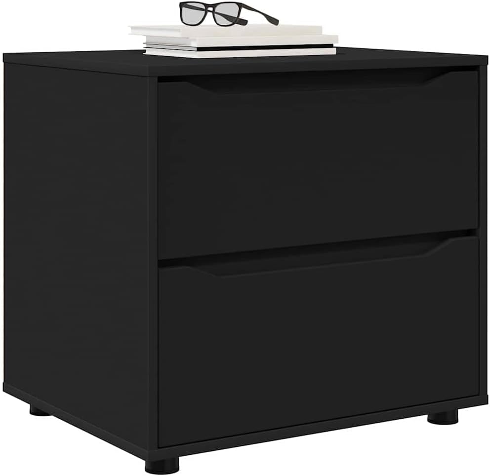 vidaXL Aufbewahrungsschrank Schwarz 60 x 48 x 57 cm Holzwerkstoff, Schlafzimmerschrank, rechteckig, minimalistisch, höhenverstellbar, viel Stauraum, praktische Schubladen, Robustes Design
