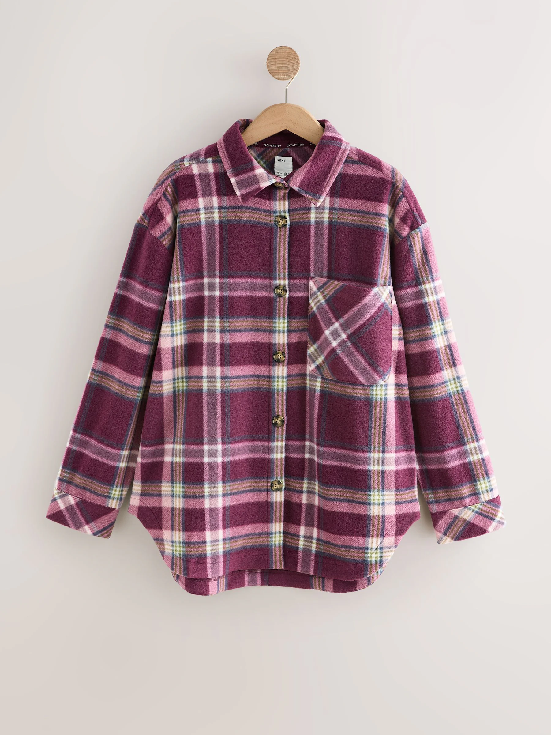 Bordeauxrode ruit - Polar Fleece Shacket