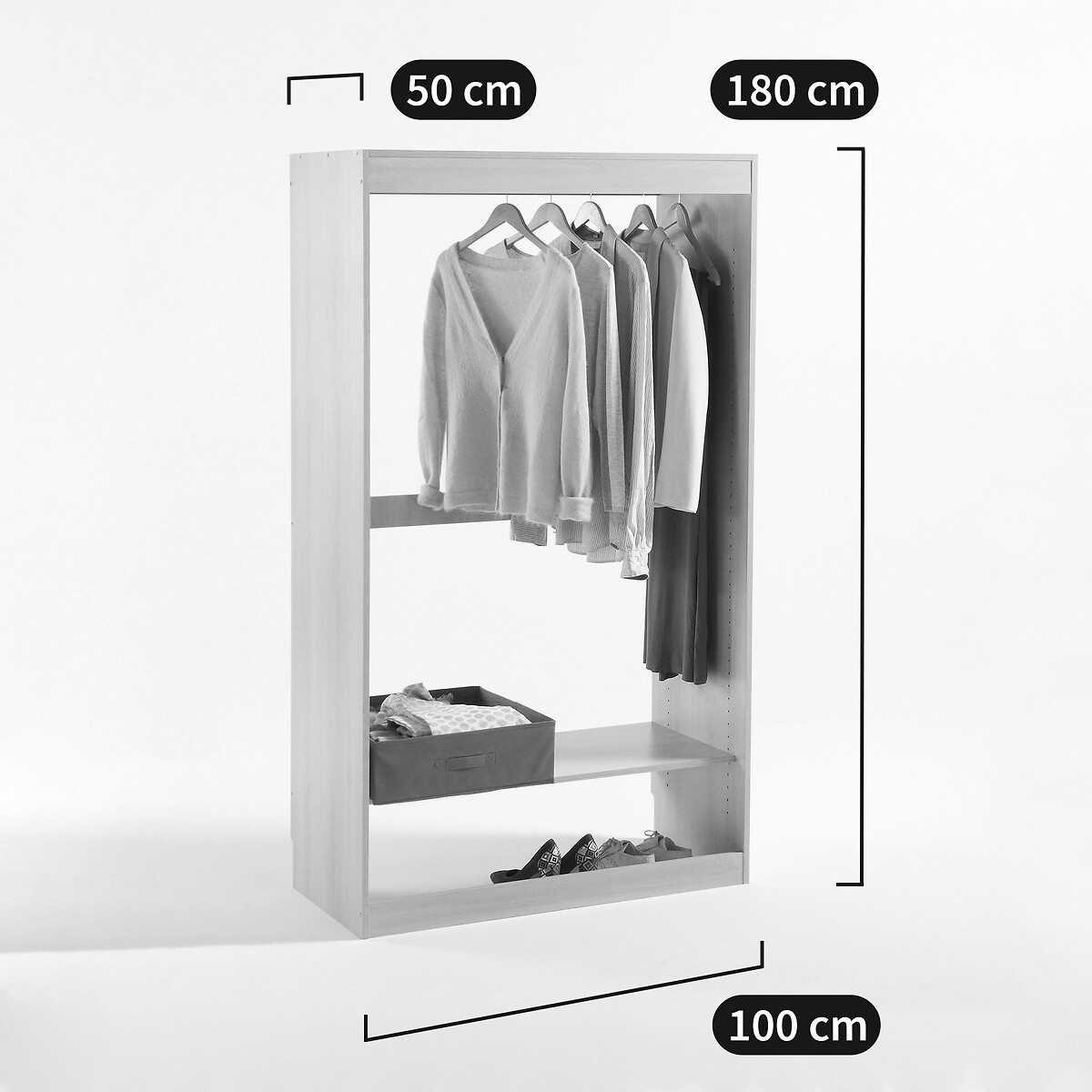 LA REDOUTE INTERIEURS<br>Módulo de vestir, roupeiro + 1 prateleira, Construir