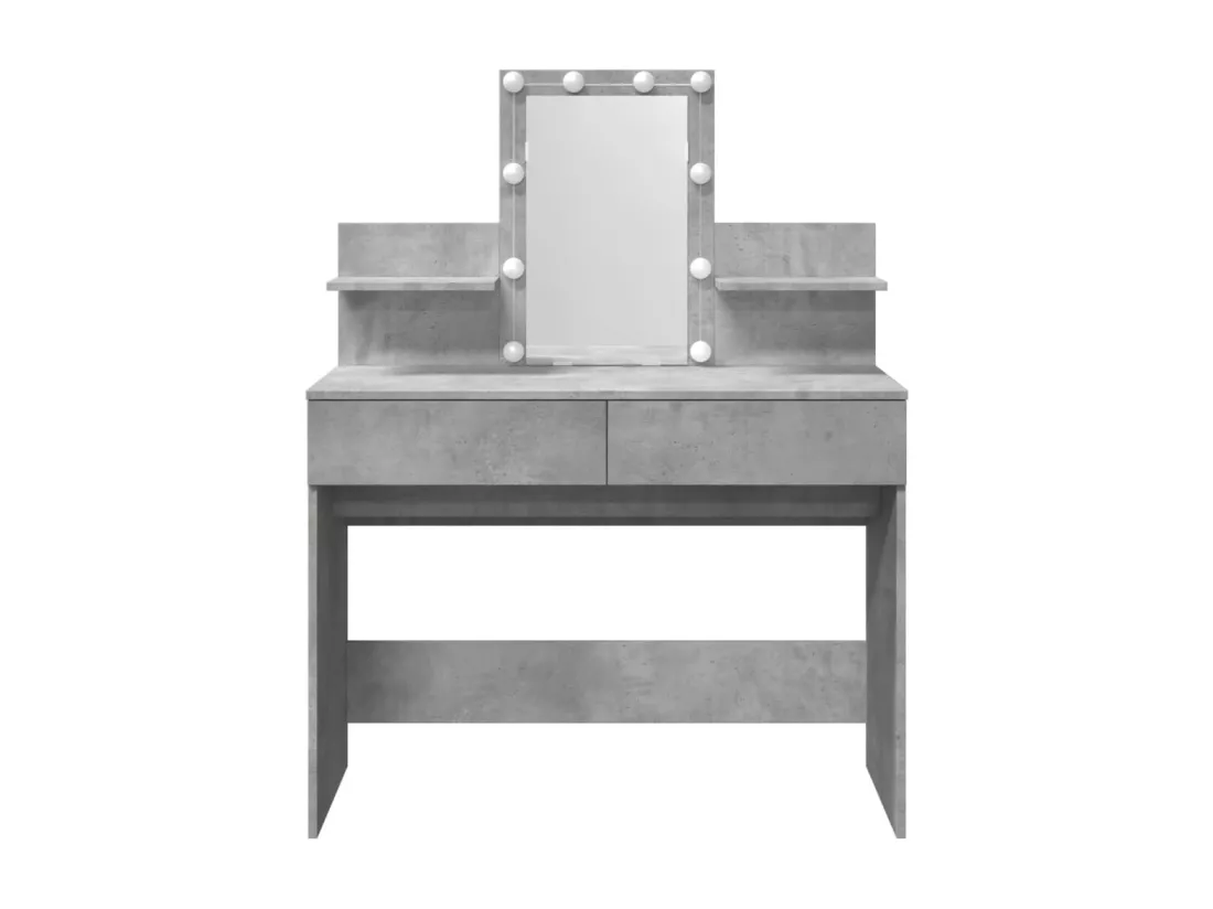 Coiffeuse avec LED gris béton 100x40x130 cm