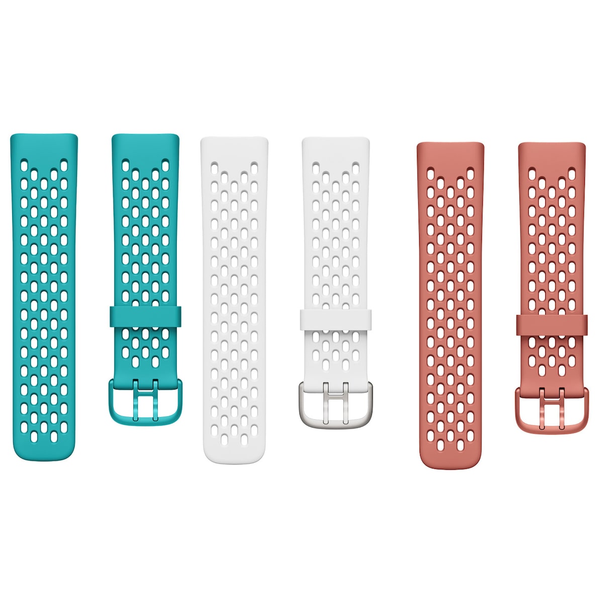 Reimer til Fitbit Charge 5 i silikon 3-pakning turkis / korall / hvit