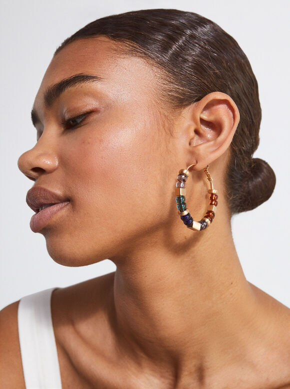 Pendientes Ouro Com Resina - Multicor