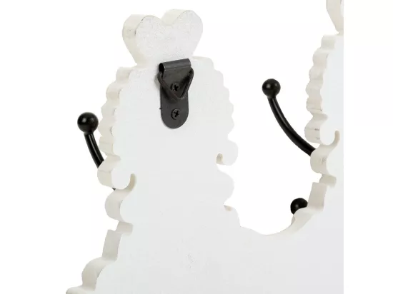 Patère murale en bois sculpté blanc 36x8x20.5h