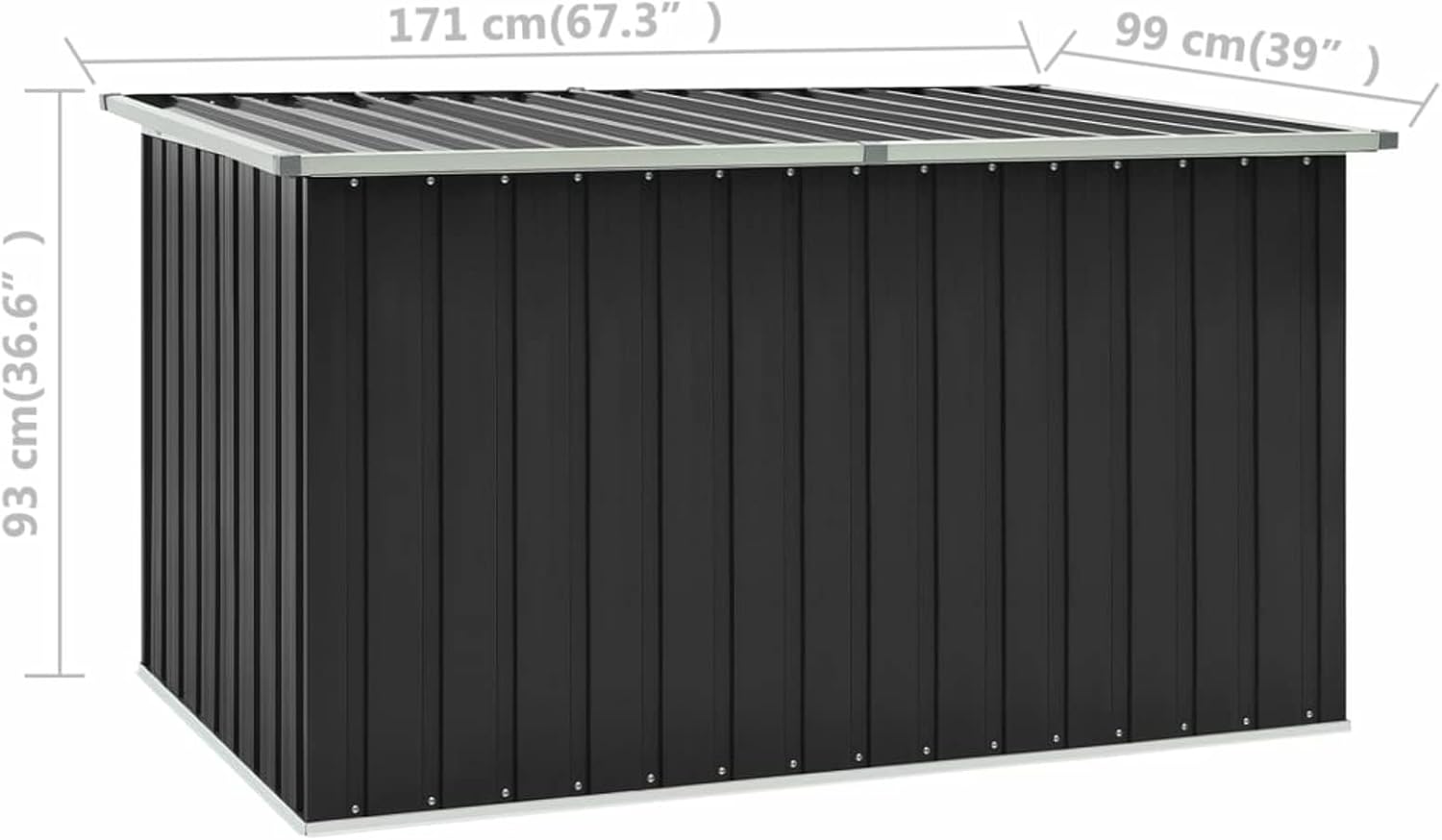 Gartenbox Metall Gartenbox wasserdicht XXL Auflagenbox Metall Aufbewahrungsbox Garten Outdoor Box Kissenbox für Garten-Anthrazit-171 x 99 x 93 cm