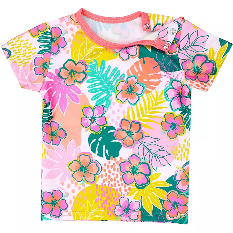 Aquarti Baby Mädchen Zweiteiler Badeanzug Bade-Set Bade T-Shirt Badehose rosablau