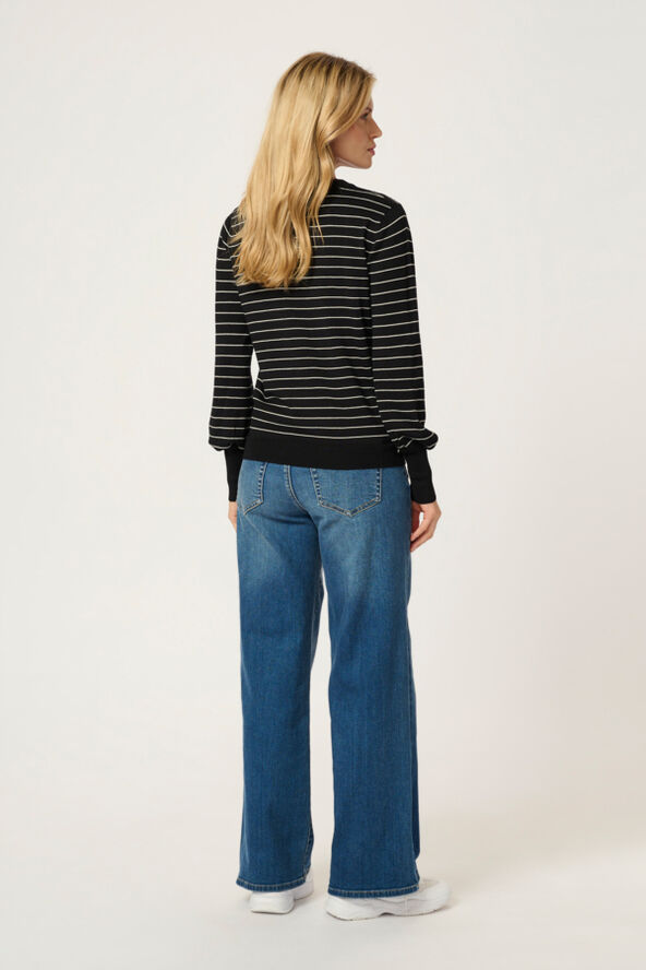Kaffe KAlizza Striped Pullover Black /turtledove slim stripe